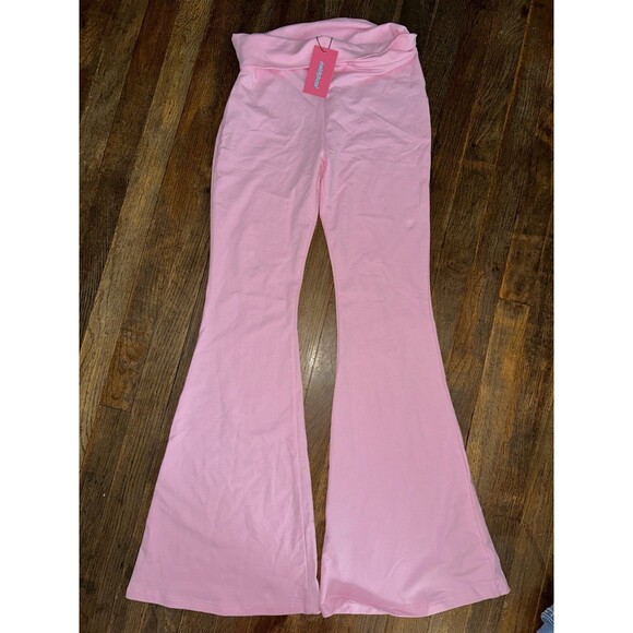 Edikted Naomi Flared Yoga Pants Light Pink Size Medium - Picture 1 of 4